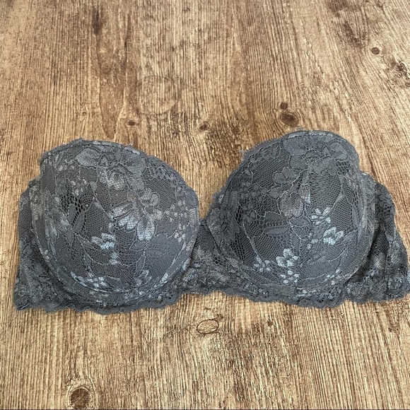 Nanette Lepore Gray Lace Strapless Bra - Picture 1 of 3